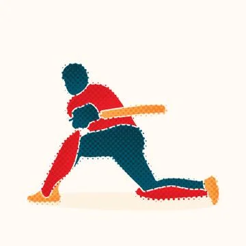 Cricket player hitting shot design Illustrazione stock