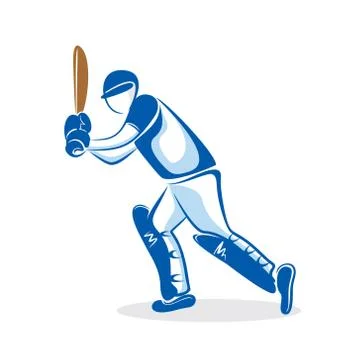 Cricket player hitting shot design Stock Illustration