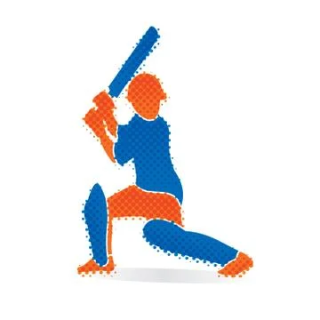 Cricket player hitting shot design Illustrazione stock