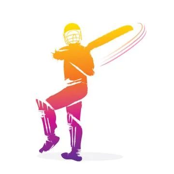 Cricket player hitting shot 스톡 일러스트