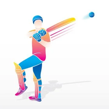 Cricket player hitting shot Illustrazione stock