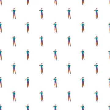 Cricket player holding bat pattern on white background Stock Illustration