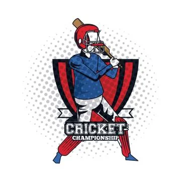 Cricket player icon Stock Illustration