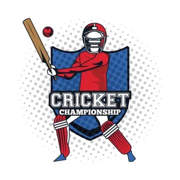 Cricket player icon Stock Illustration