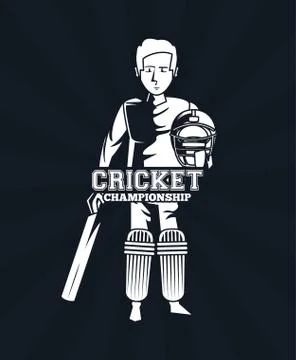 Cricket player icon Stock Illustration