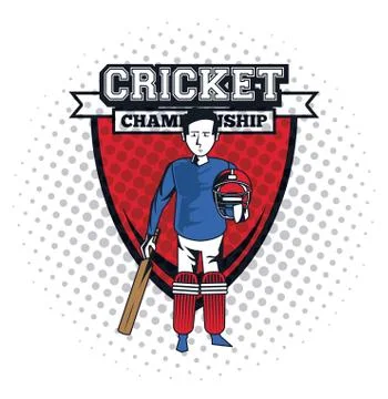 Cricket player icon Stock Illustration