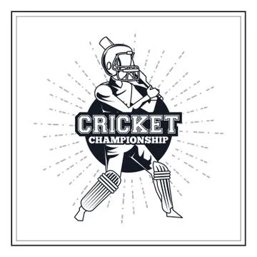 Cricket player icon Stock Illustration