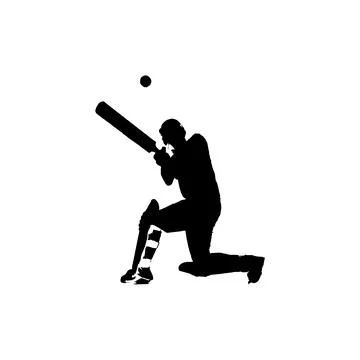 Cricket player icon. Simple style cricket tournament poster background symb.. Stock Illustration