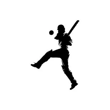 Cricket player icon. Simple style cricket tournament poster background symb.. Stock Illustration