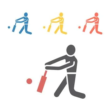 Cricket player icon. Vector sport signs for web graphics. Illustrazione stock