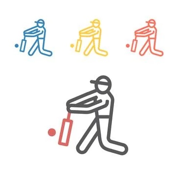 Cricket player line icon. Vector sport signs for web graphics. Illustrazione stock