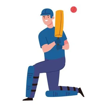 Cricket player man Illustrazione stock