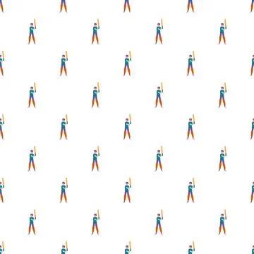 Cricket player pattern with batsman holding bat 스톡 일러스트