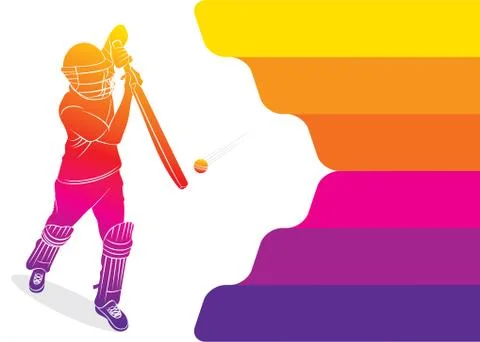 Cricket player poster design Illustrazione stock