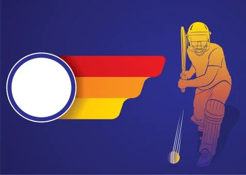 Cricket player poster design Ilustração Stock