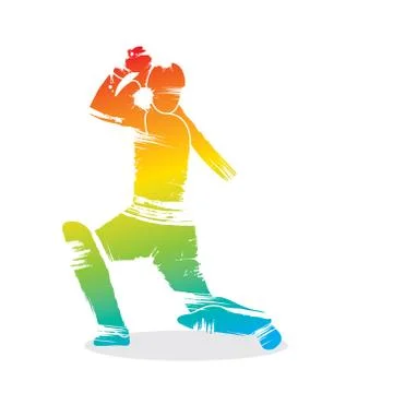 Cricket player ready hit shot design Stock Illustration