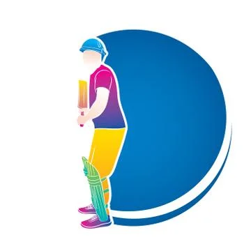 Cricket player ready hitting ball Stock Illustration