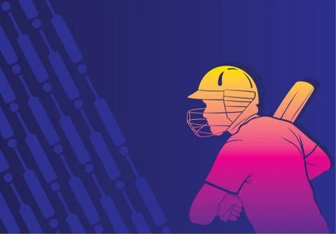 Cricket player ready for hitting big shot Stock Illustration