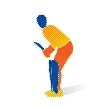 Cricket player ready for hitting shot Stock Illustration