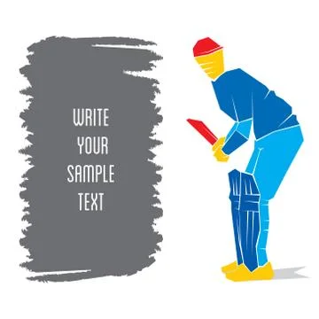 Cricket player ready position to hit the ball , paint board for text Stock Illustration