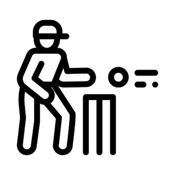 Cricket Player Throwing Ball Icon Vector Outline Illustration 스톡 일러스트
