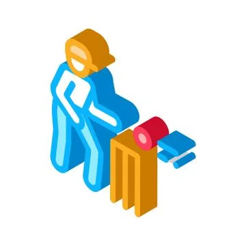 Cricket Player Throwing Ball isometric icon vector illustration Illustrazione stock