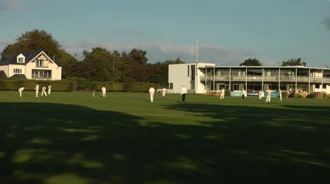Cricket players bowling in the evening Stock Footage 41268761
