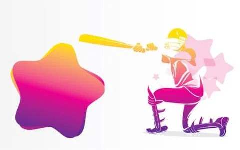 Cricket playing player poster design Stock Illustration