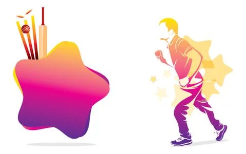 Cricket playing player poster design Stock Illustration