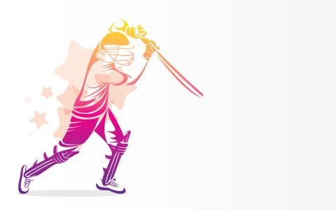 Cricket playing player poster design Stock Illustration