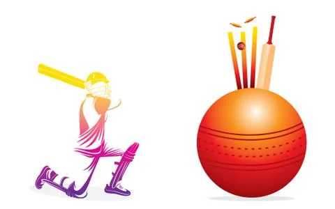 Cricket playing player poster design 스톡 일러스트