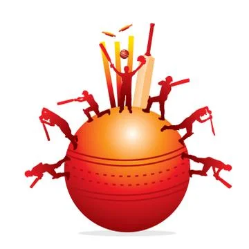 Cricket playing player poster design Stock Illustration
