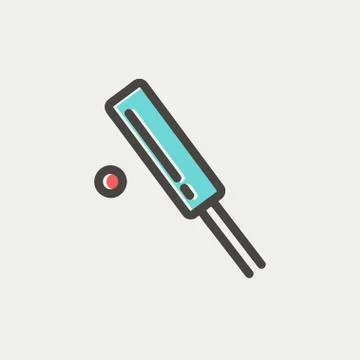Cricket set game thin line icon Illustrazione stock