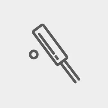 Cricket set game thin line icon Stock Illustration
