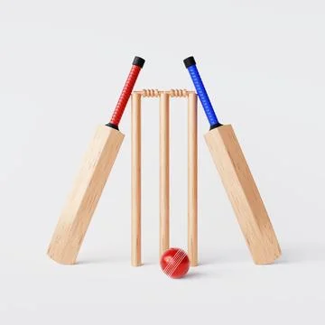 Cricket set isolated on white background Stock Illustration