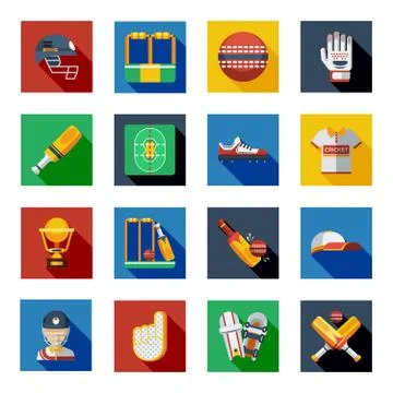 Cricket Shadow Icons Set Illustrazione stock