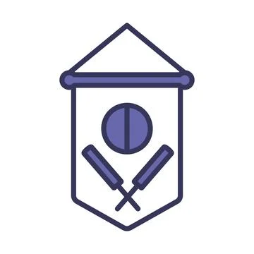 Cricket Shield Emblem Icon Stock Illustration