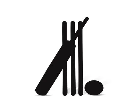Cricket Sport Elements Bat Ball Stumps Icon Shadows Illustration Photos Illustrazione stock