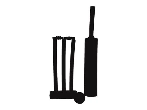 Cricket Sport Elements Bat Ball Stumps Icon Shadows Illustration Photos Illustrazione stock