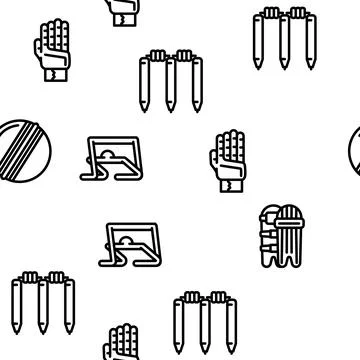 Cricket Sport Game Accessory vector seamless pattern Stock Illustration