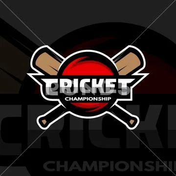 Cricket sports logo, ball and bat. Stock Illustration