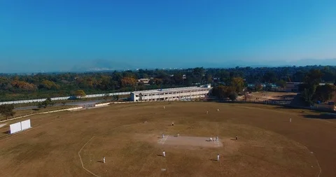 Cricket Stadium, players doing their practice for the final match. Stock Footage 116126342
