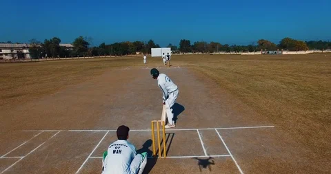 Cricket Stadium, players doing their practice for the final match. Stock Footage 116129044