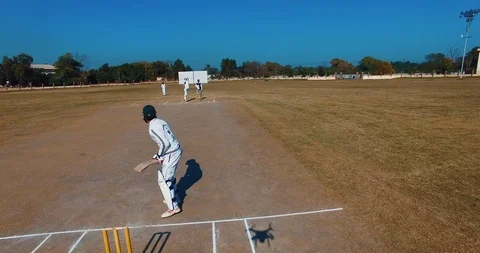 Cricket Stadium, players doing their practice for the final match. Stock Footage 116129088