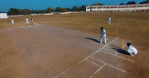 Cricket Stadium, players doing their practice for the final match. Stock Footage 116129616
