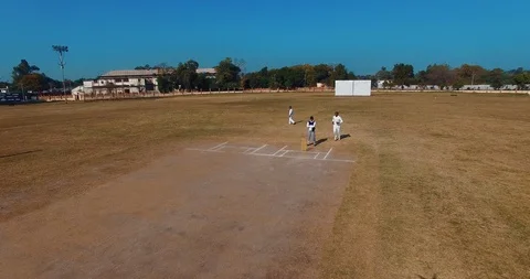 Cricket Stadium, players doing their practice for the final match. Stock Footage 116130475