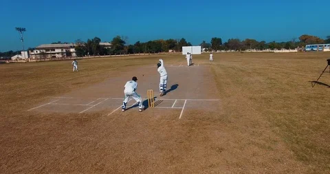 Cricket Stadium, players doing their practice for the final match. Stock Footage 116130490