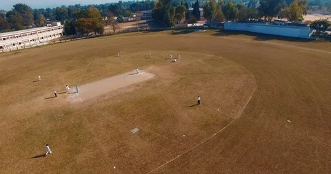 Cricket Stadium, players doing their practice for the final match. Stock Footage 116132575