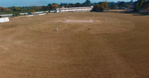 Cricket Stadium, players doing their practice for the final match. Stock Footage 116132728