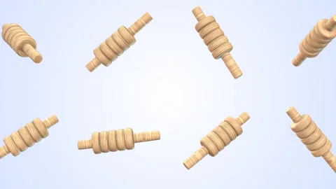 Cricket Stump Bails Falling on a Light Blue Background. Wooden Bails 3D. 4K Vidéo 304795337